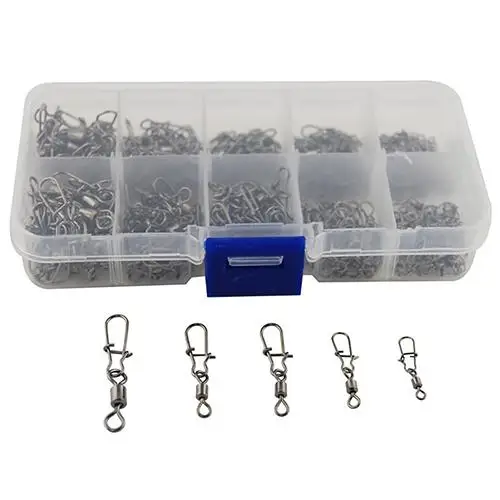 210Pcs/set Swivel Clasp 8-shaped Rolling Brass Swivel Fast-lock Snap Ball Bearing Fishing Connector Swivel Clasp