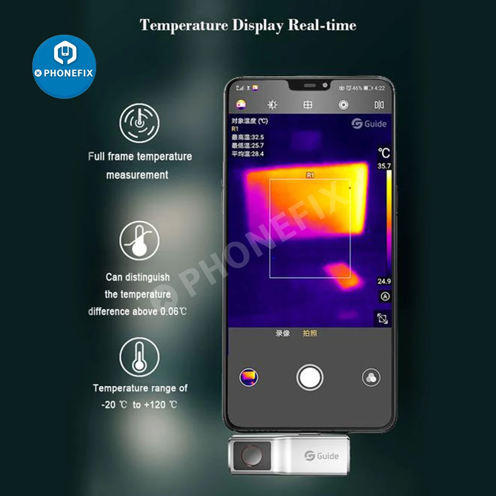 MobIR الهواء كاميرا تصوير حراري مكافحة زقزقة درجة الحرارة كشف كاميرا تصوير الحرارية للهواتف الذكية Type-C أندرويد/IOS