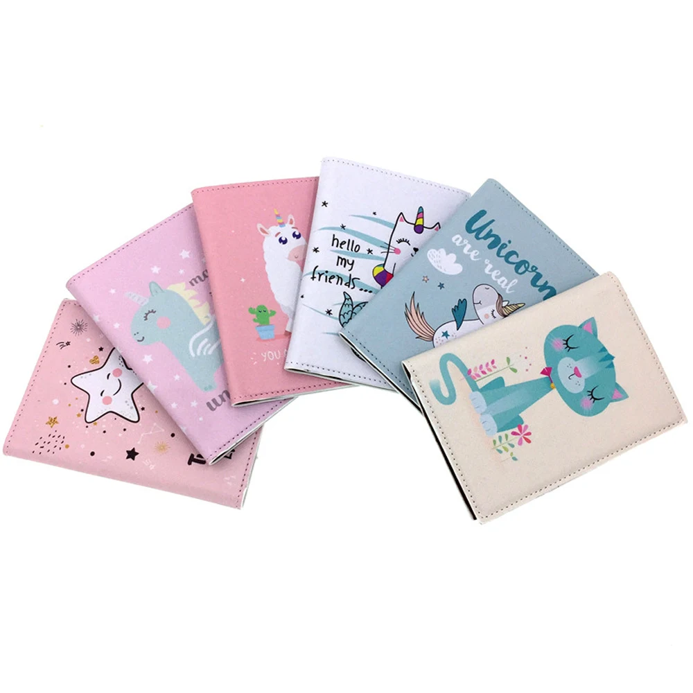 New Cute Cartoon Design Passport Cover for Women PU Leather Passport Holder Travel Ticket Folder ID Card Credit Card Holder Bag