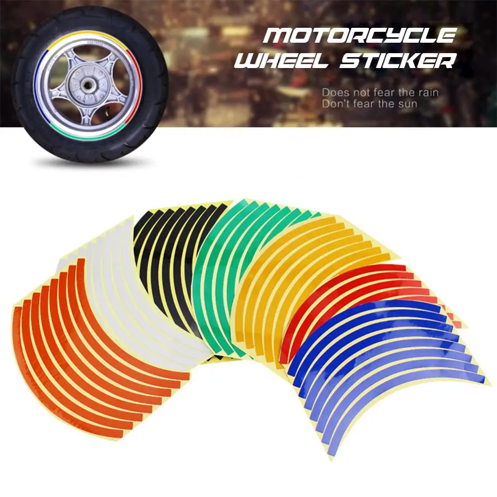 

16Pcs 10/12/14inch Universal Motorcycle Wheel Rim Reflective Stickers Moto Bicycle Decal