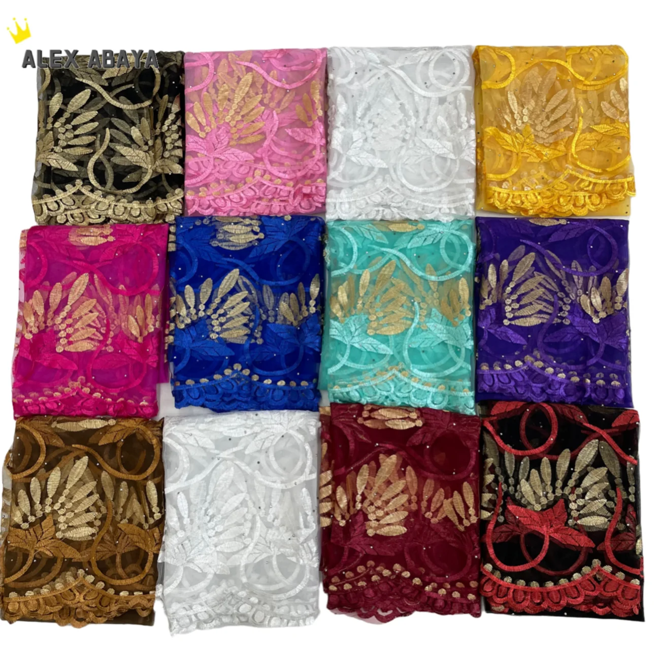 2021 African Women Hijab Soft Net Scarf Dubai Fashion Headwraps Embroidery Muslim Hijab Scarf for Shawls Wraps Islamic Turban