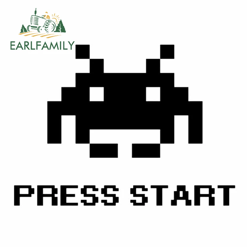 EARLFAMILY 13cm x 10.3cm for Arcade Space Invaders Black Car Sticker Car Styling Silhouette Decal Refrigerator JDM Accessories