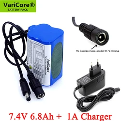 VariCore Protect 7.4 V 6800mAh 8.4V 18650 li-lon bateria światła rowerowe lampa czołowa specjalny akumulator DC 5.5*2.1MM + 1A ładowarka