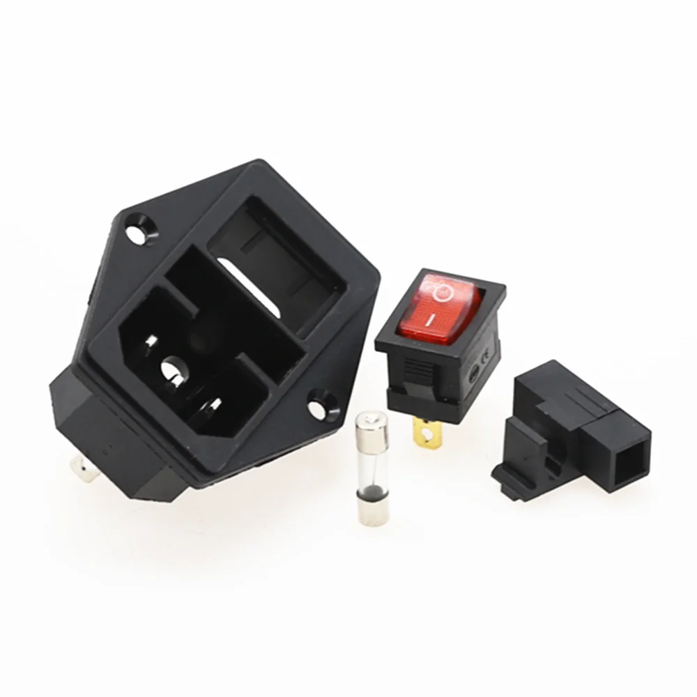 AC-01A Power Rocker Switch IEC 3 Pin 320 C14 Inlet Power Sockets Switch Connector Plug 10A 250V