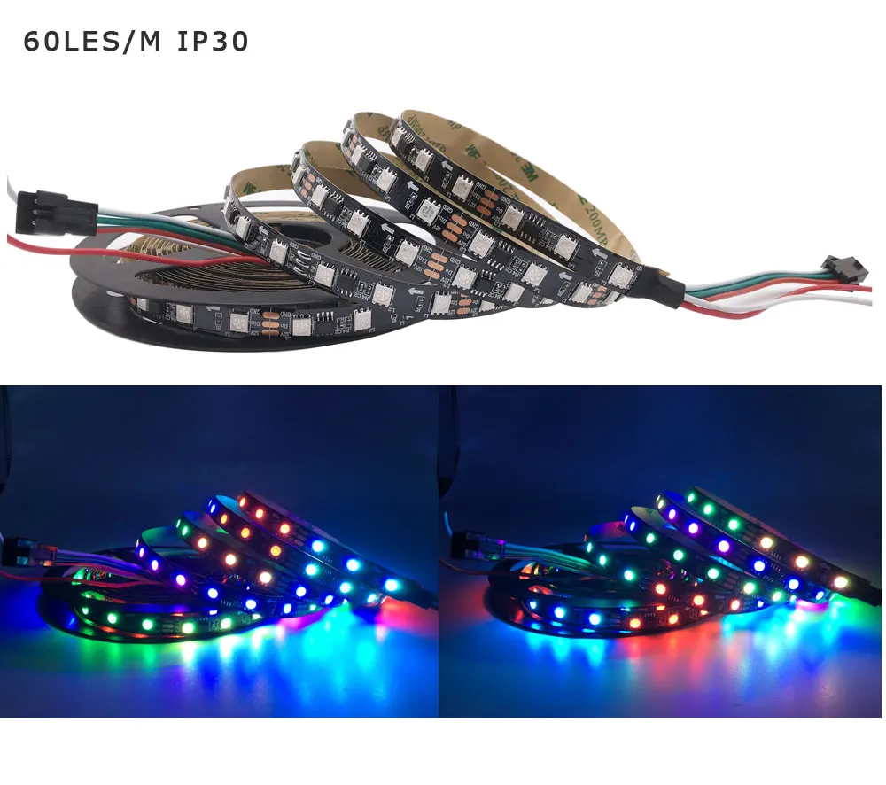 Imagem -03 - Faixa de Led Ws2811b Fita de Led Rgb 5050 Fita Flexível de Cores Completas Controle ic 12v