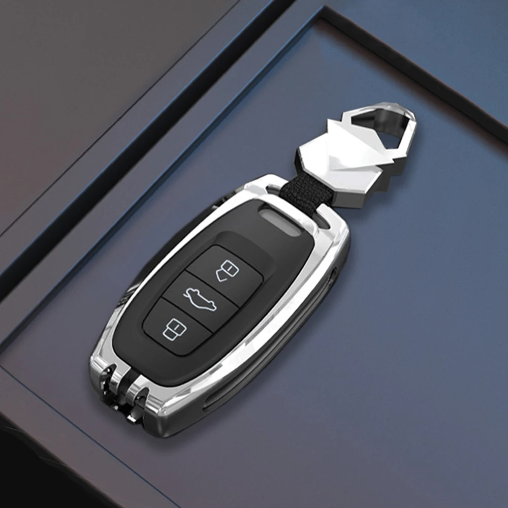 

Zinc Alloy Metal Car Key Case Cover Keychain Fit For Audi A1 A3 A4 A5 Q7 A6 C5 C6 Holder Shell Remote Fob Bag Car Accessories