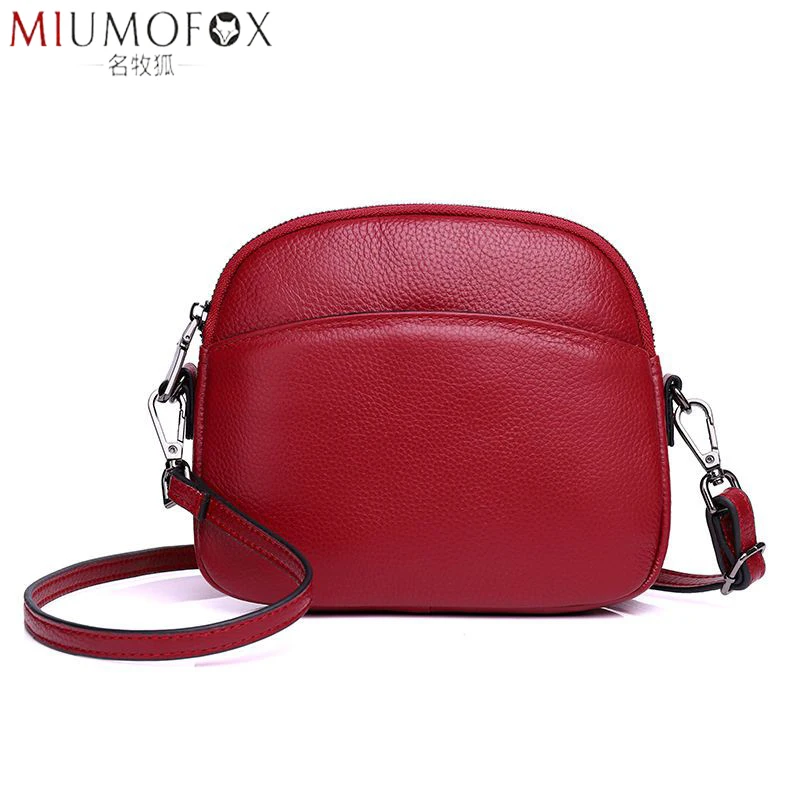 Genuine Leather Cross Body Bag Women Casual Shell Cow Leather Woman\'s Handbag Girl Ladies Solid Shoulder Messenger Bags Clutch