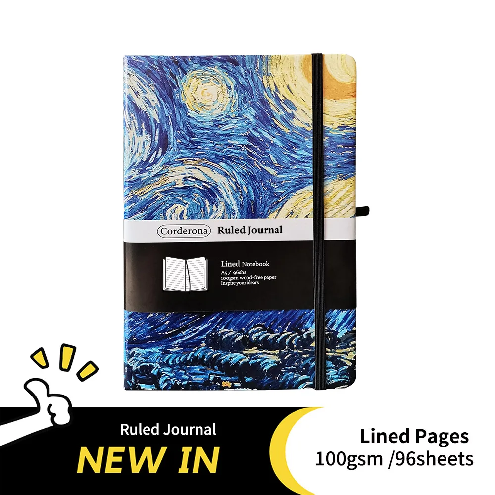 A5 Vincent Van Gogh Bullet Dotted Journal Starry Night Lined Ruled Hardcover Notebook