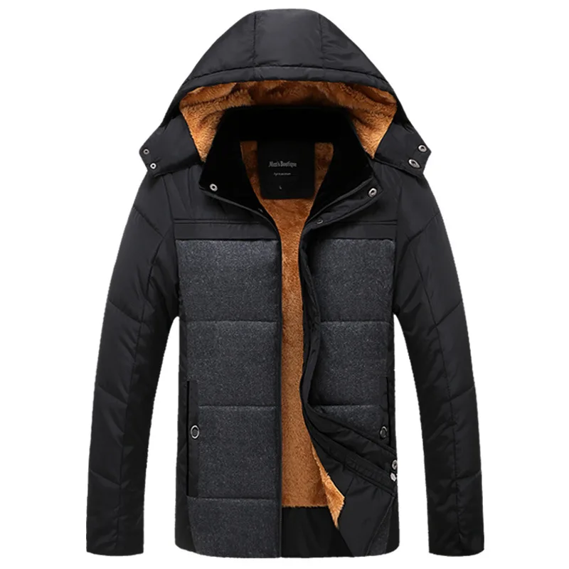 

Middle-aged Men's Hooded padded Clothes Winter Middle-aged padded Winter Plus Velvet Thick padded