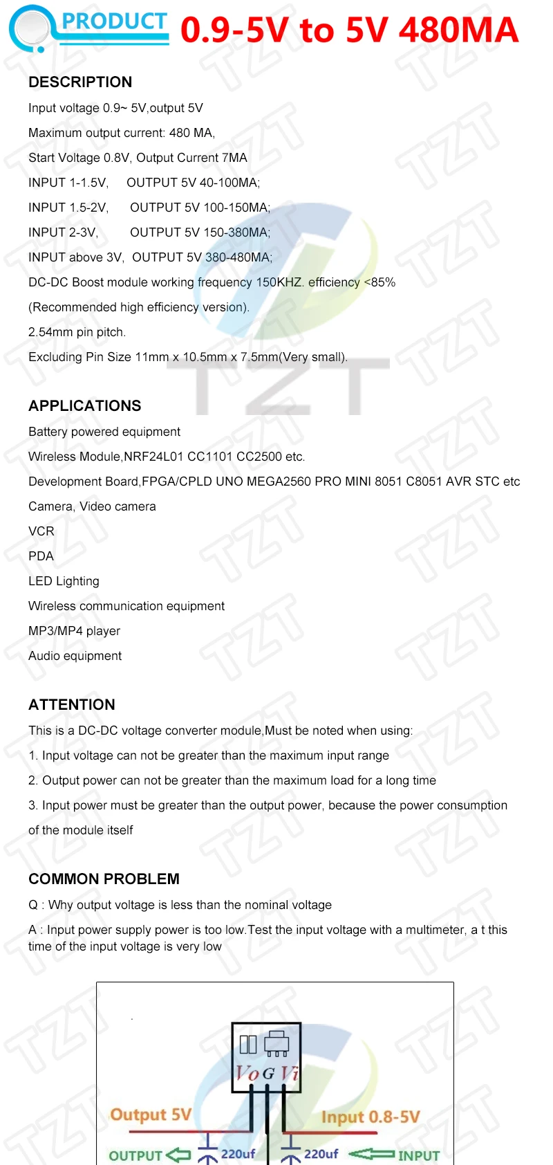 DC-DC-Boost-Modul 0,9-5V auf 5V 9V 480MA 600MA 1200MA 2000MA USB-Ausgangsspannung Step-Up-Lithium-Batteriemodul für Handykamera – Detail 7