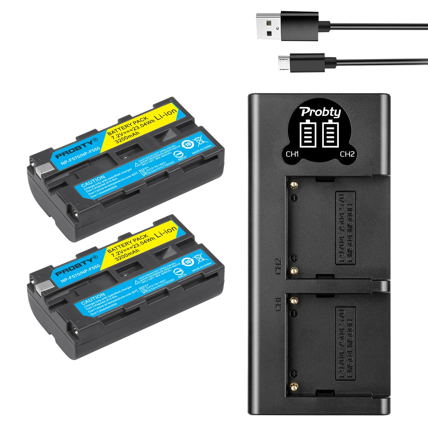 Batterie de caméra NP-F550 NP-F330, NP-F550 NP-F330, avec chargeur LED double USB, pour Sony NP-F550 NP-750 YONGNUO