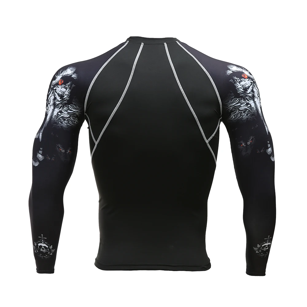 Run Mens Fitness Long Sleeves Rash Guard T Shirt Men Running Bodybuilding Tight Thermal Compression Shirts Gym Workout T-Shirt