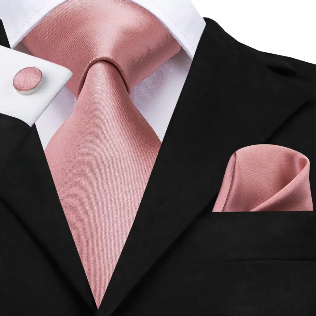 Hi-Tie 100% Seta Degli Uomini Classici di Nozze di Corallo Rosa Pesca Rosso Cravatta Pocket Piazza Gemelli Set di Rosa Cravatte per Gli Uomini Solidi Cravatte Paisley