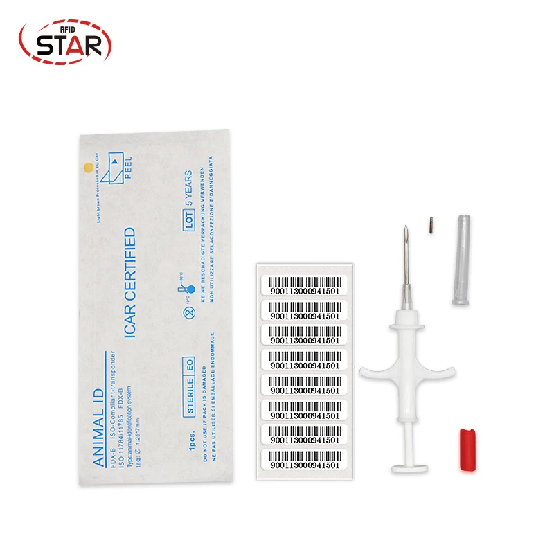 1.25*7mm animal microchip syringe 1.4*8mm pet id syringe ICAR 2.12*12mm microchip syringe for dog cat fish animal identification