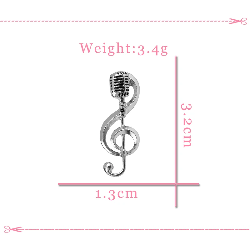 Gold Silver Color Microphone Brooches Music Note Enamel Pin For Women Men Singer Party Concert Metal Badge Fashion Jewelry Gifts