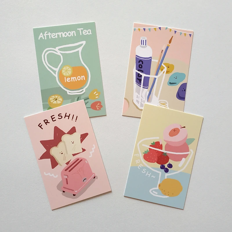 28 Pcs/Set Creative Tea Party Series Lomo Card DIY Cartoon Mini Postcard Birthday Gift Card Message Card 52*80mm