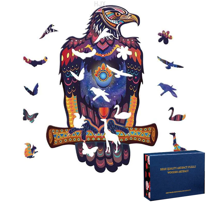 Eagle Art Jigsaw Puzzle Wooden Toy Animal Puzzles for Adults Stress Relief Kids Toys Early Educational Boys Girls Children Games