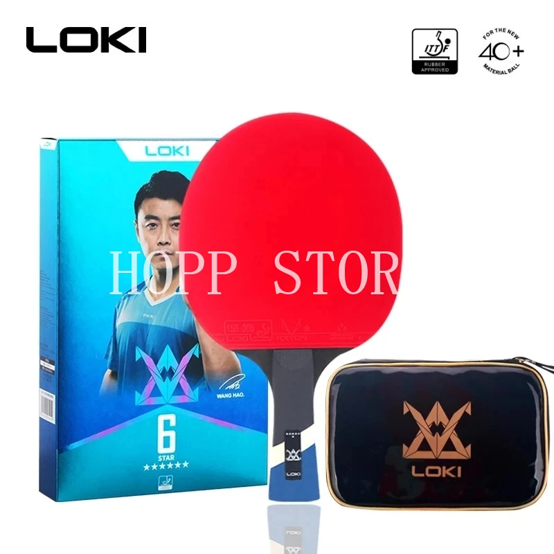 LOKI New 6 Star Sticky Table Tennis Racket 7 ply Carbon Blade PingPong Bat Pimples in Ping Pong Paddle for Fast Attack