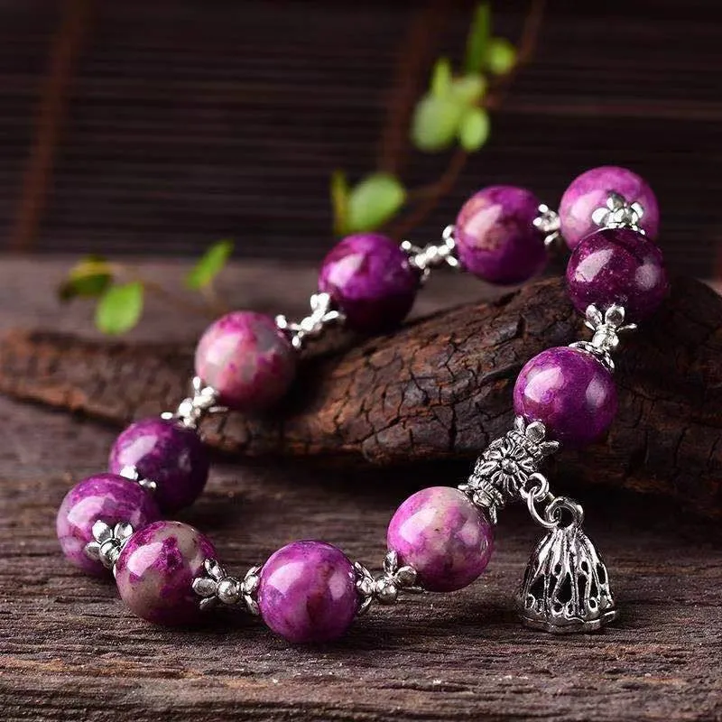 Healing Natural Crystal purple charoite Stone Bracelets For Women Charm Jewelry Stretch Energy Yoga Gift