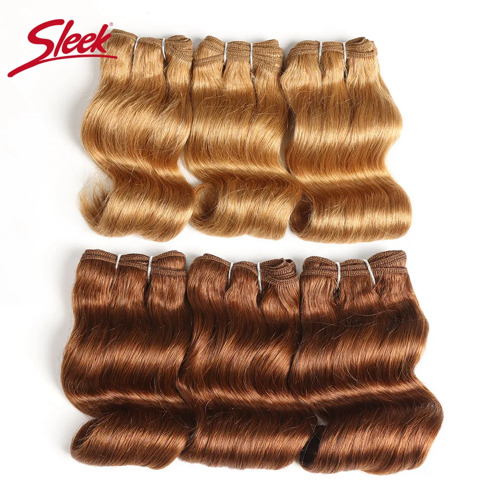 Sleek Hair Brazilian Body Wave Remy  Human Hair Double Drawn Piano Color P4/27#  27# 30# Burg# Bundles Hair Extension 3Pcs Lot