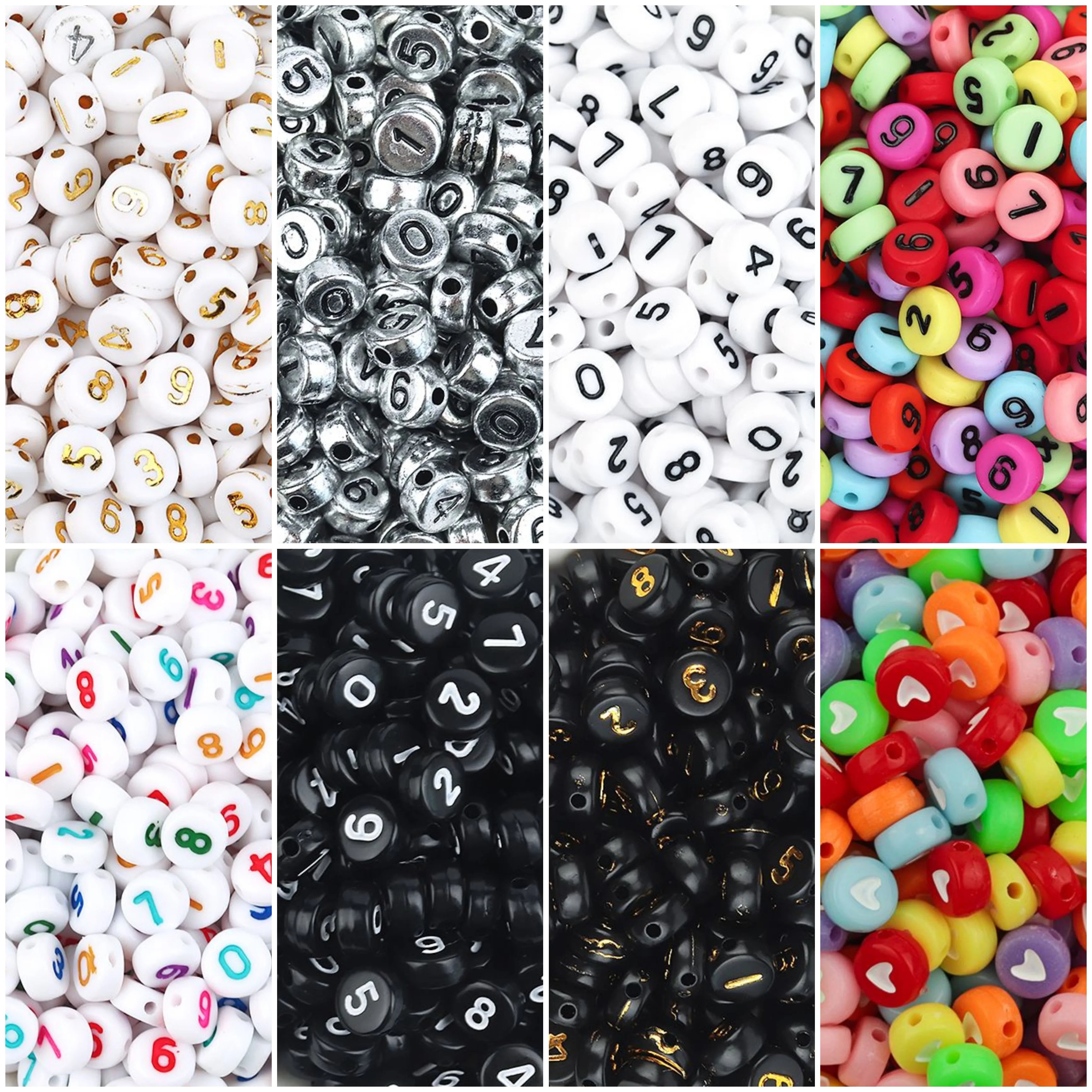 

7mm Round Letter Beads Acrylic Alphabet Number Beads Flat Digital Alphabet Loose Spacer For Jewelry Making DIY Necklace Bracelet