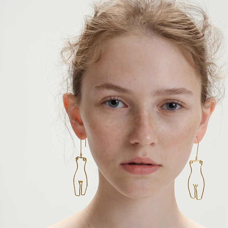 E239 أقراط الجسم المعدنية للنساء ، تفريغ الهندسة التجريدية هوما الجسم سبيكة إسقاط أقراط ، مزاجه اكسسوارات بالجملة #2