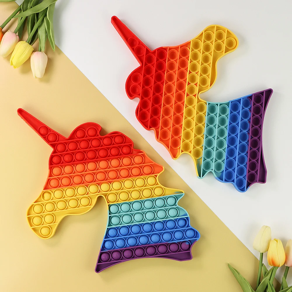 Big Size 40CM 50CM Rainbow Square Push Bubble Fidget Toys Adult Stress Relief Toy Antistress Squeeze Gift 20CM 30CM XL XXL XXXL