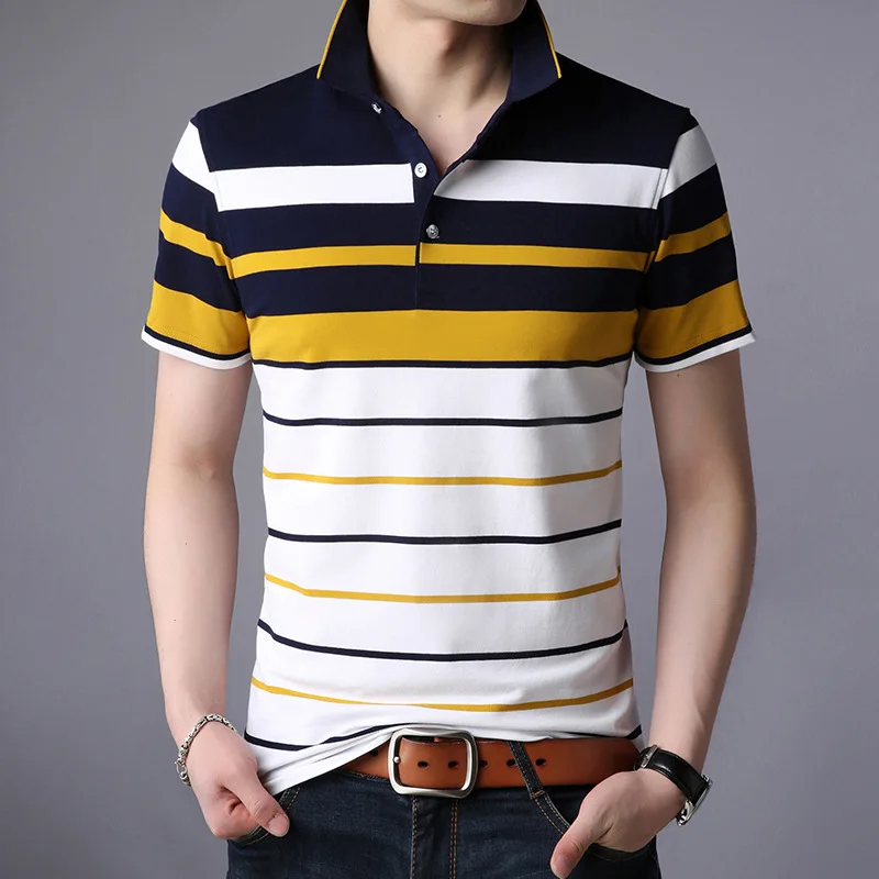 Men\'S Classic Striped Polo Shirt Cotton Short Sleeve 2023 Summer Plus Oversize M-XXXXL