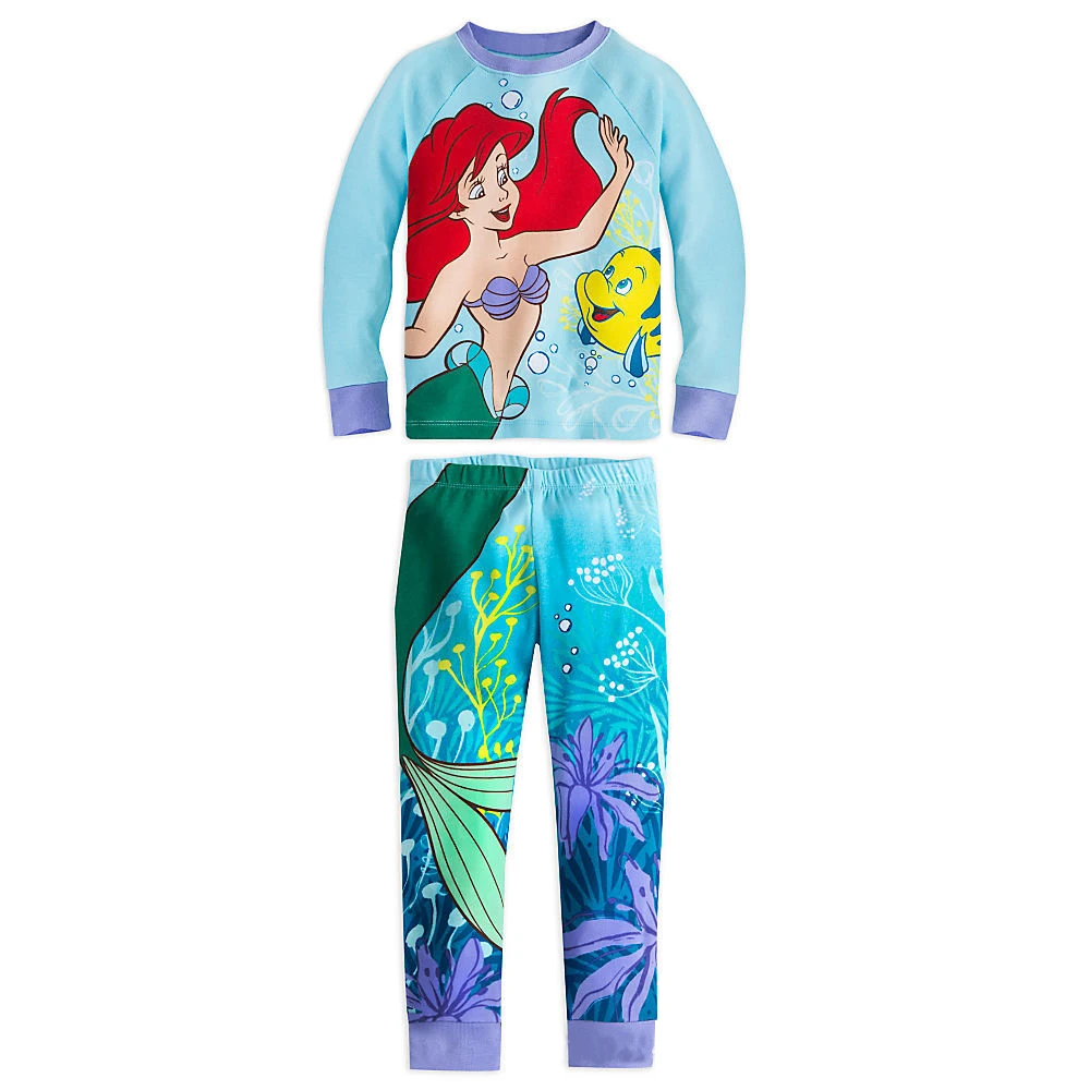 Kids Pajamas Sets Mermaid Sleeping Beauty  Baby Girls and Boys Clothes Pijamas Cartoon Sleepwear Cotton Set