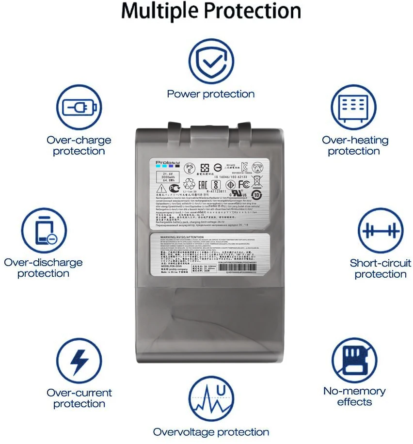 3.0Ah 21.6V Li-Ion แบตเตอรี่ทดแทนเครื่องดูดฝุ่นสำหรับ Dyson DC58 DC59 DC61 DC74 DC74 V6 DC62สัตว์ชาร์จ Bateria