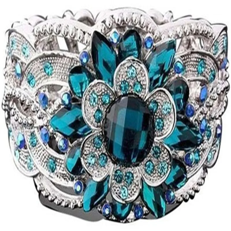 Sterling Blue Ring Luxury Flower Natural Bride Engagement Wedding Rings Fashion Jewelry