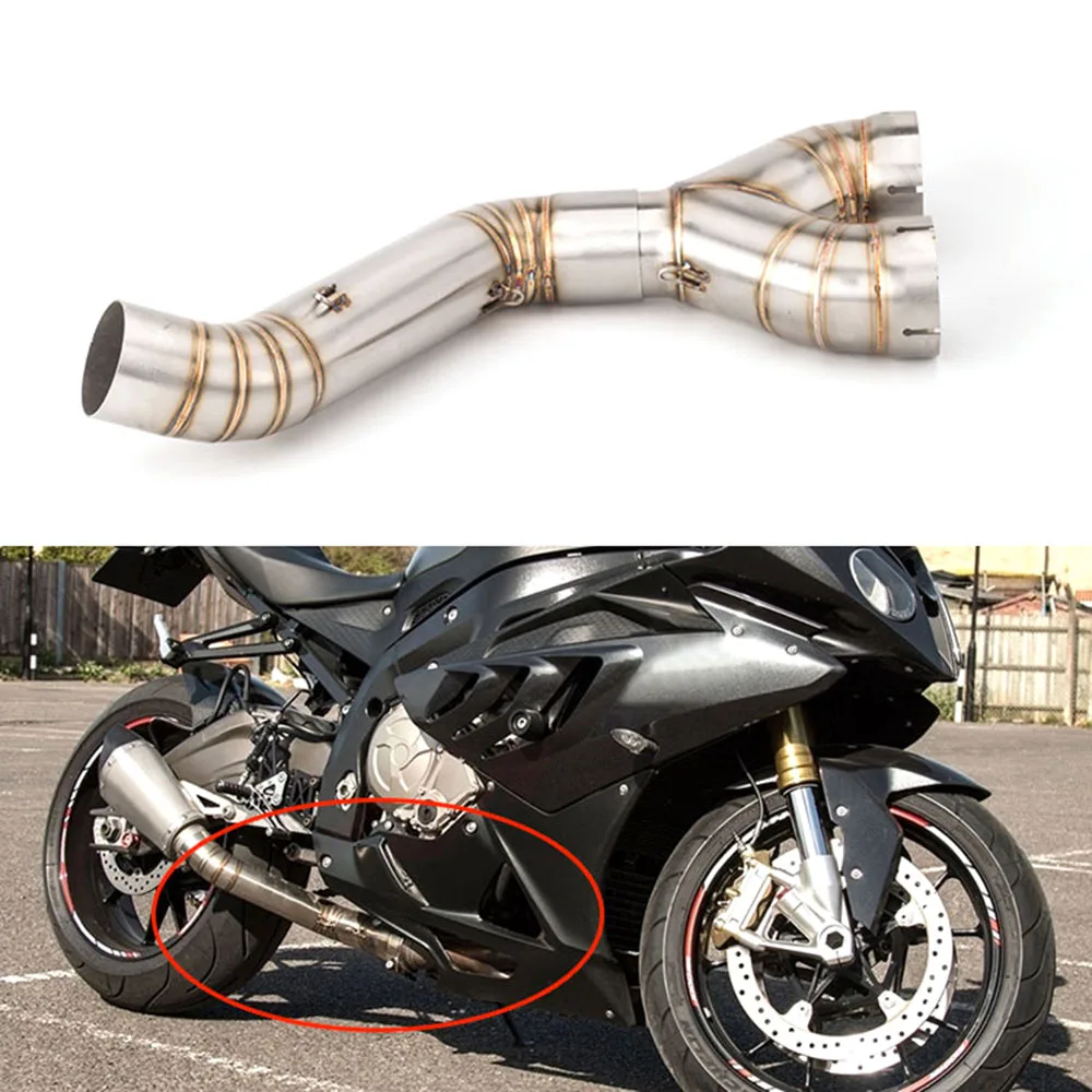 

Muffler Exhaust Mid Pipe For BMW S1000RR 2010-2014 S1000 S1000R 10-16 Stainless Steel Decat Downpipe Link Pipe