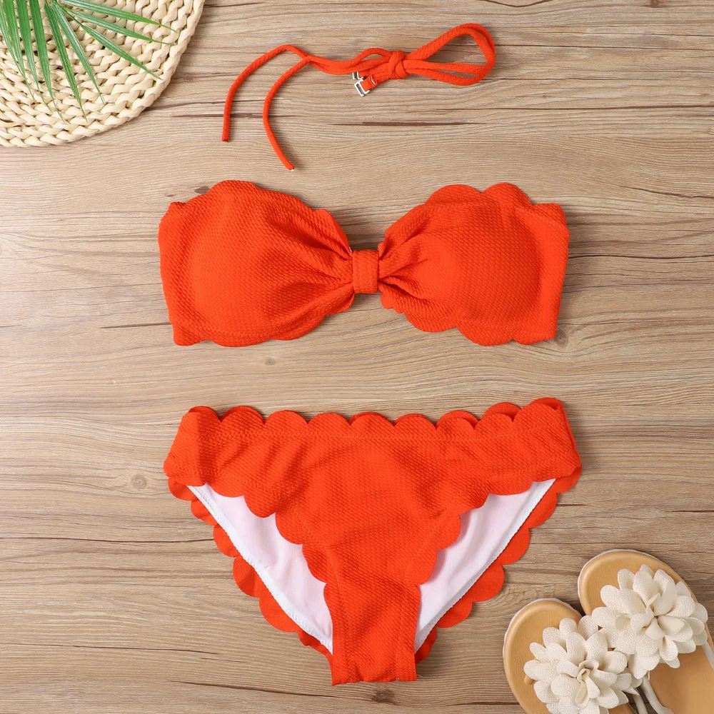 Sexy Bandeau Bikini Set 2024 Women Brazilian Swimsuit Solid Swimwear Female Summer Beachwear Bathing Suit Bequine