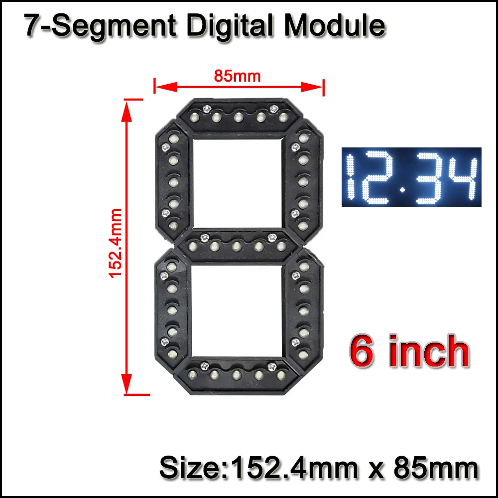 

6 Inches 7-Segment LED Number Module, Red, Yellow, Green, White 4 Color Optional,LED Digital Module,Oil & Gas Price Screen