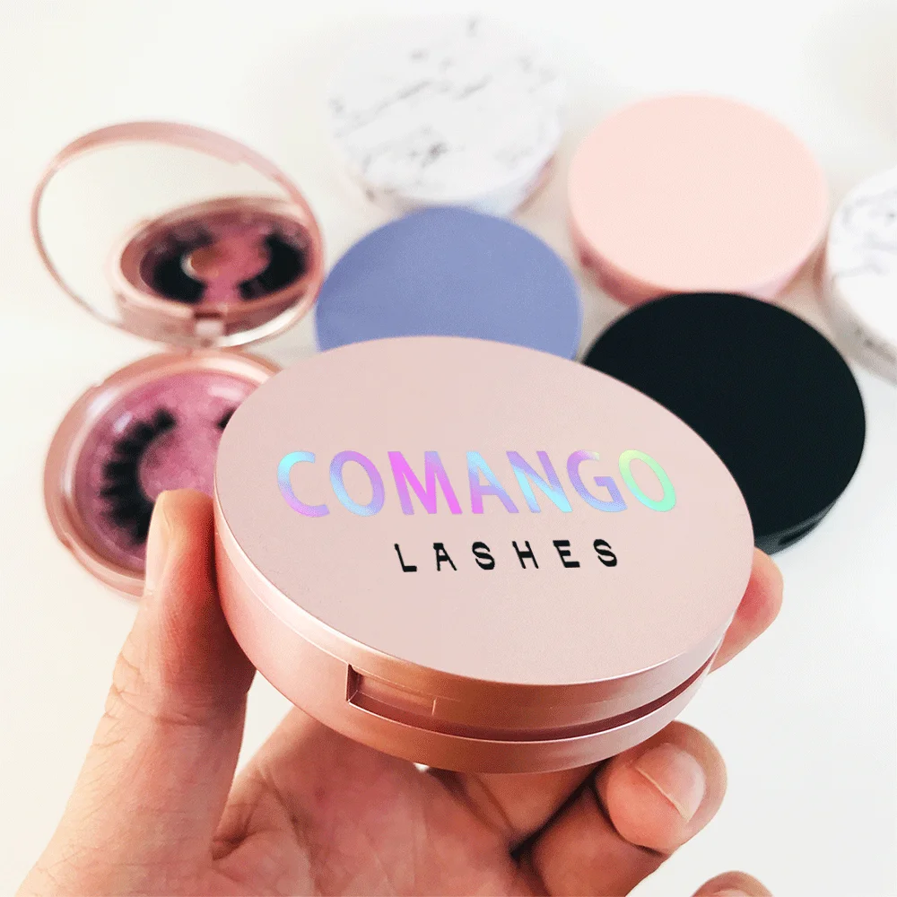 Wholesale Lash Boxes Packaging Bulk With Logo Round Lashes Box Case With Logo Lash Packaging Boxes with Mirror