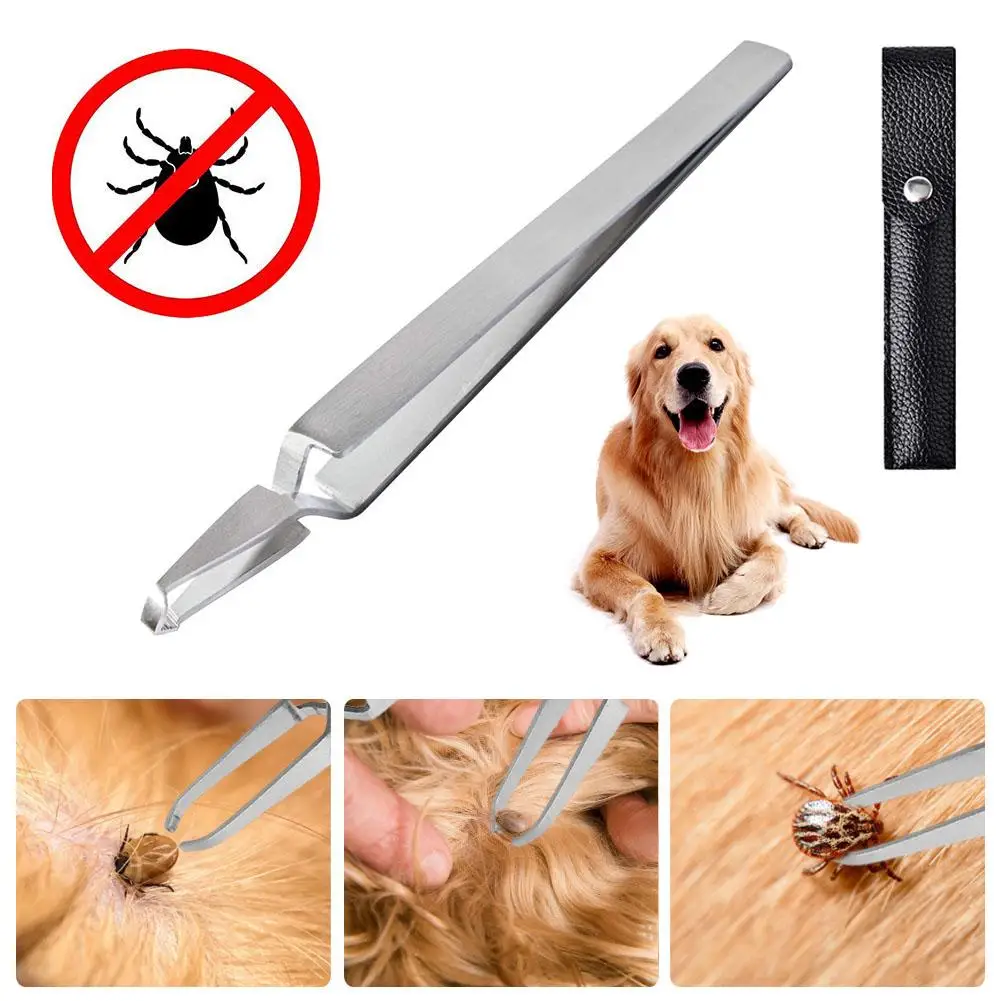 Pet Flea Remover Stainless Steel Tick Removal Tool Flea Treatment Tweezers Hook Professional Tool for Cat Dog Grooming Supplies