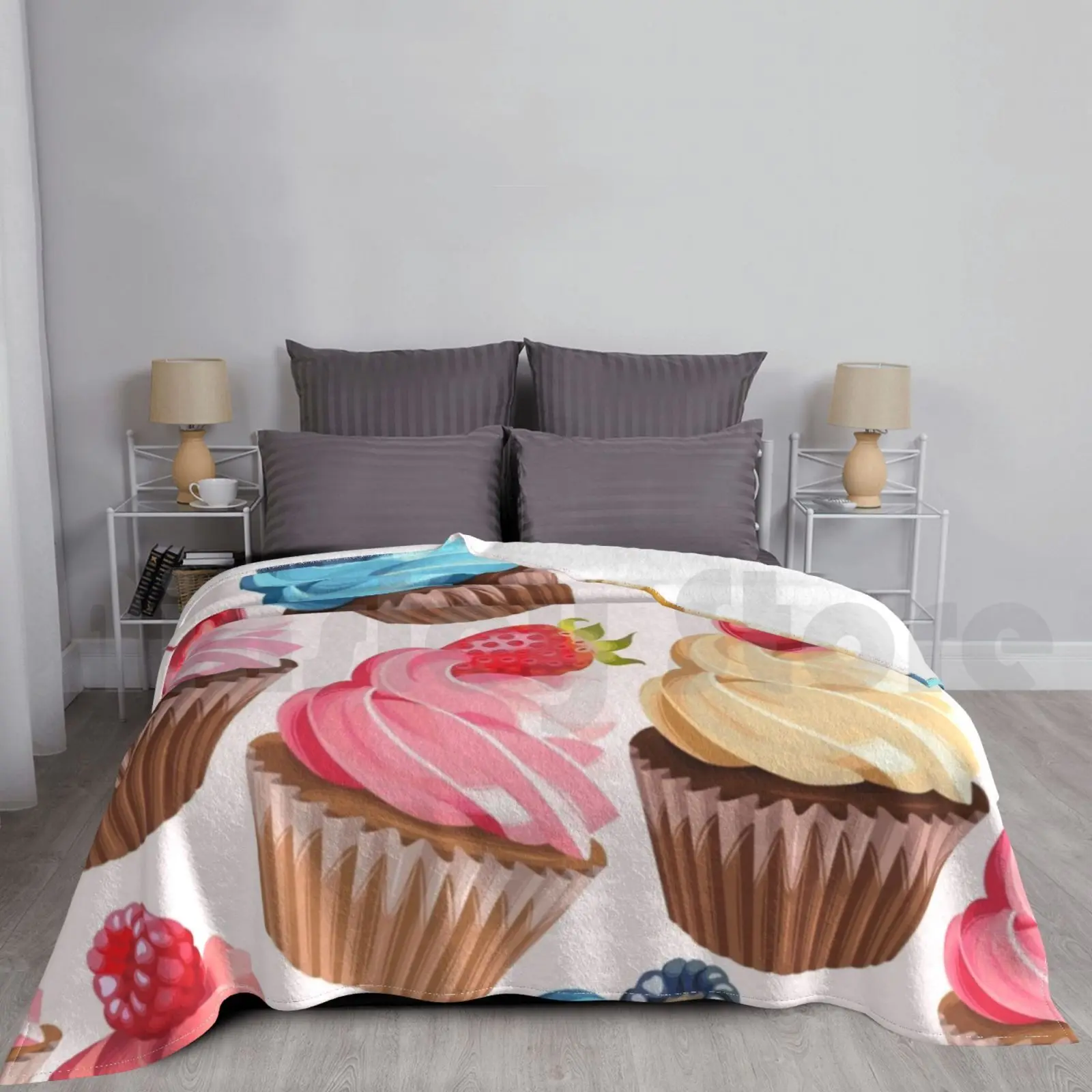 

Delicious Retro Cupcakes Blanket Fashion Custom 1506 Retro Vintage Bakery Cafe Cake Cupcakes Cupcake Art