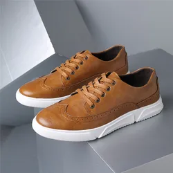 Yomior Classic Luxury Men Casual Shoes Autumn British High Quality Dress Leather Shoes Lace-Up Breathable Loafers Brogue Shoes