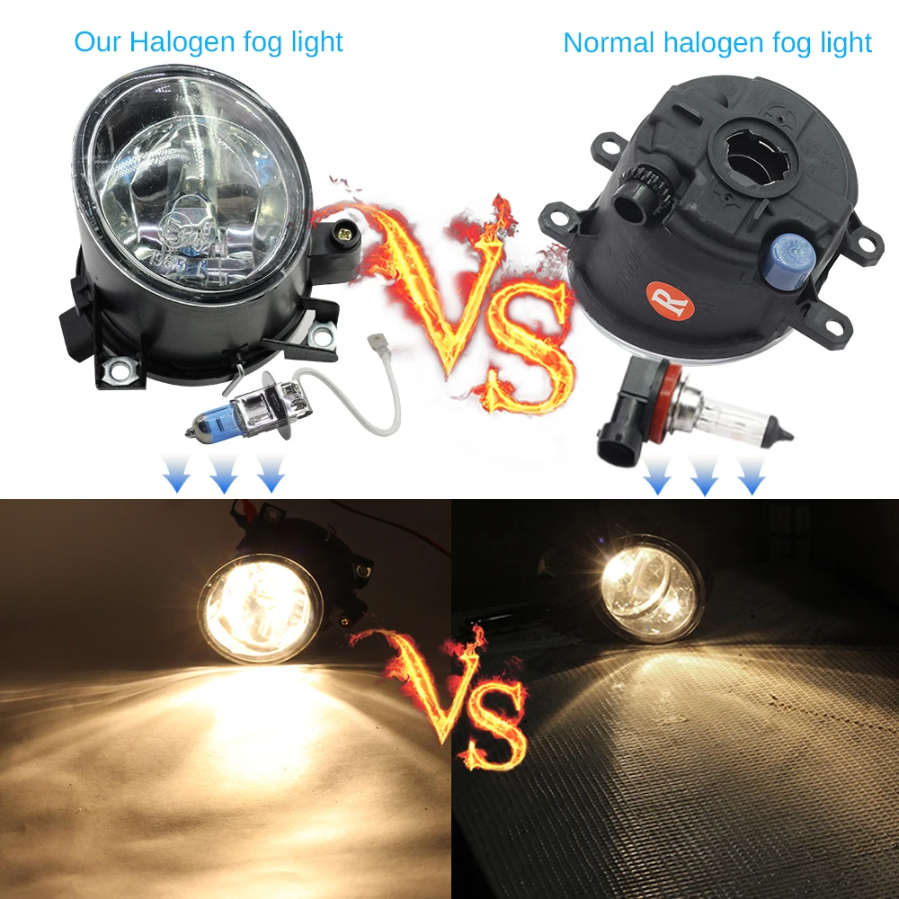 Przednie światło przeciwmgłowe samochodu zestaw abażur + lampa halogenowa 100W H3 ciepły biały 12V akcesoria do siedzenia Altea Toledo Leon Ibiza Cordoba — zdjęcie 6