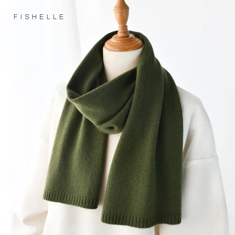 luxury cashmere scarves army green women and men winter knitted scarf adults warm wool man small scarves solid color