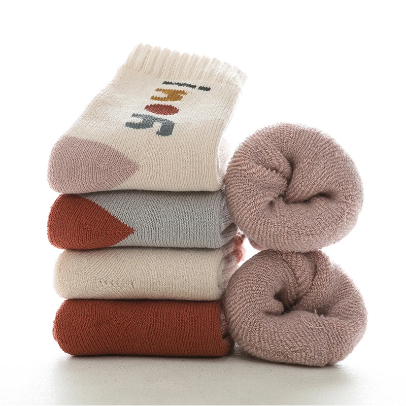 5 Pairs Lot Kids Winter Cotton Socks Child Toddle Girls Boy Funny Thermal Cartoons Terry Thick Warm Short Socks Baby Accessories