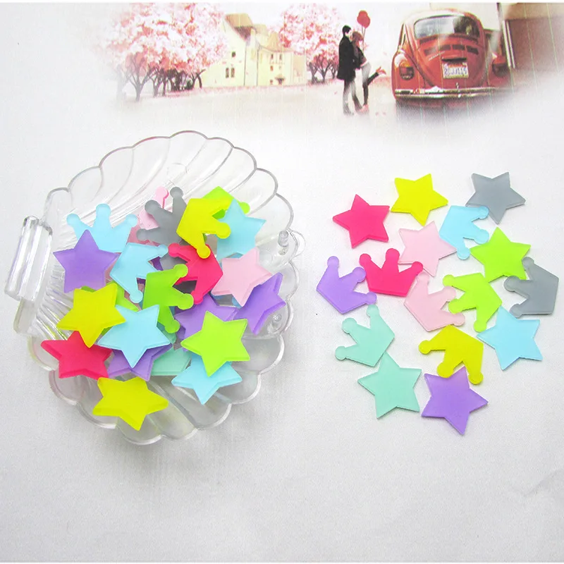 100pcs/lot candy color acrylic stars crowns applique for DIY barrette hairbands accessories