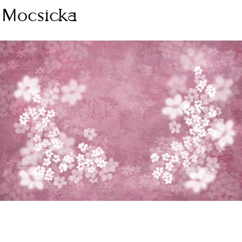 Mocsicka Child Portrait Photography Background Pink Flower Castle Decoration Baby Shower Photo Backdrops Banner