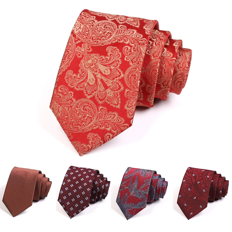 

New Design Groom Wedding Party Tie High Quality 7CM Red Ties For Men Business Suit Necktie Classic Wedding Ceremony Neck Tie