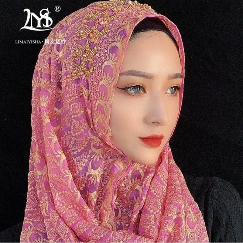 2023 Fashion Muslim Silk Hijab Cap Summer Long Instant Shawl Malaysian Islamic Women Party Scarves Present Gift