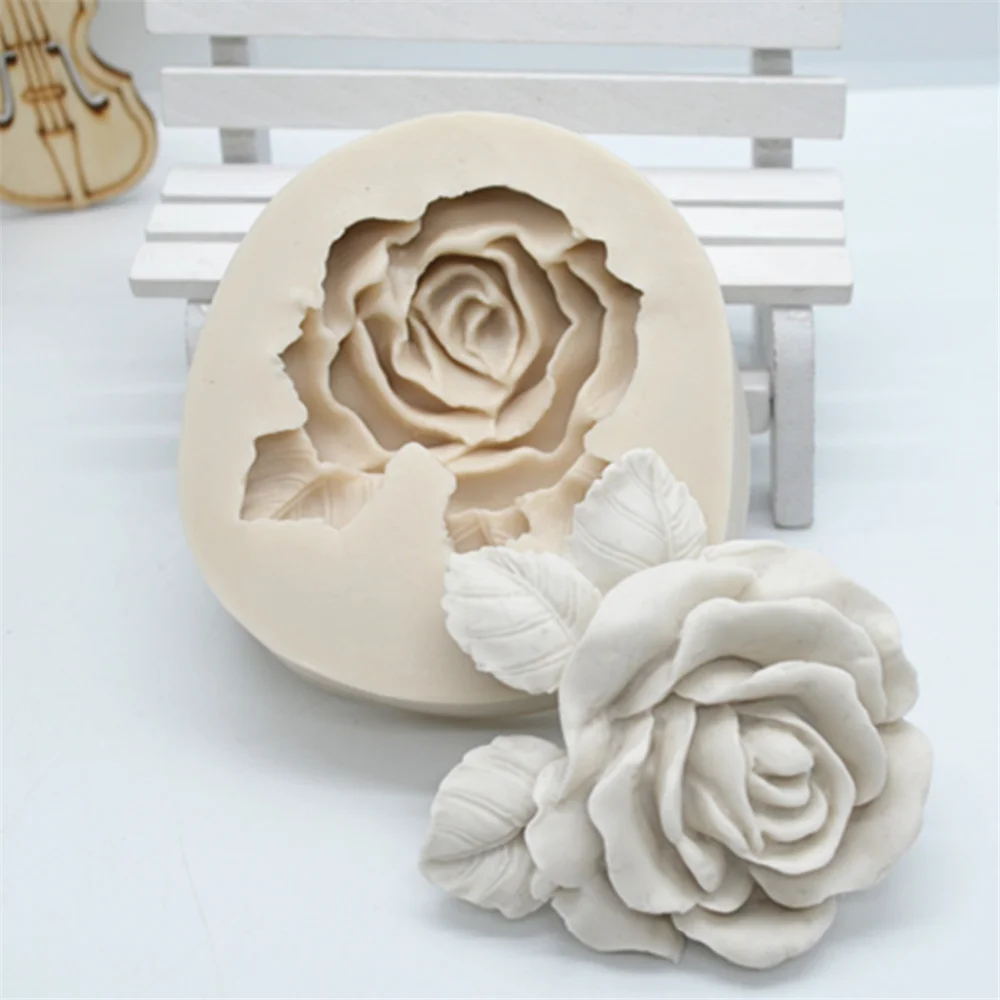 DIY Leafy Rose Design Silicone Mold For Fondant Chocolate Epoxy Sugarcraft Mould Pastry Cup Cake Decorating Kitchen Accessories