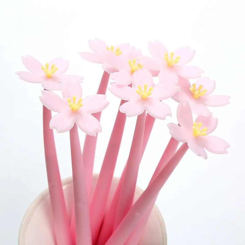 50PCS New Soft Flower Gel Pen Creative Stationery Beautiful Cherry Blossom Pen Girl Heart Series Kawaii School Supplies