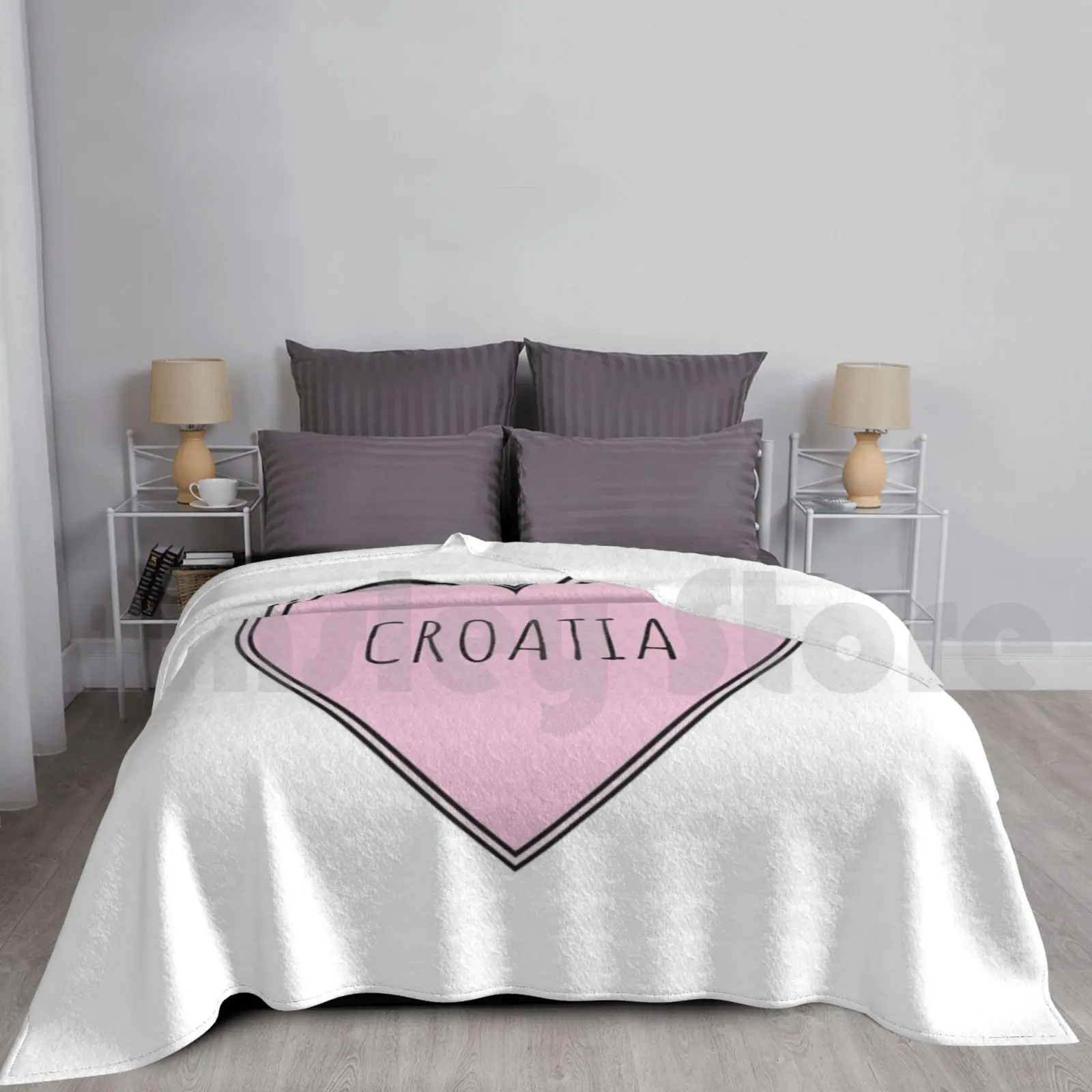 

Croatia Heart Blanket Fashion Custom Croatian Croatia I Love Croatia Pink Heart Team Vacation Travel Holiday