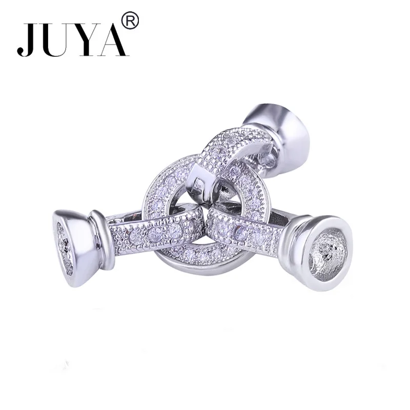 JUYA DIY Handmade Jewelry Findings Accessories Cubic Zirconia Fastener Clasps Connectors For Bracelets Necklaces Jewelry Making