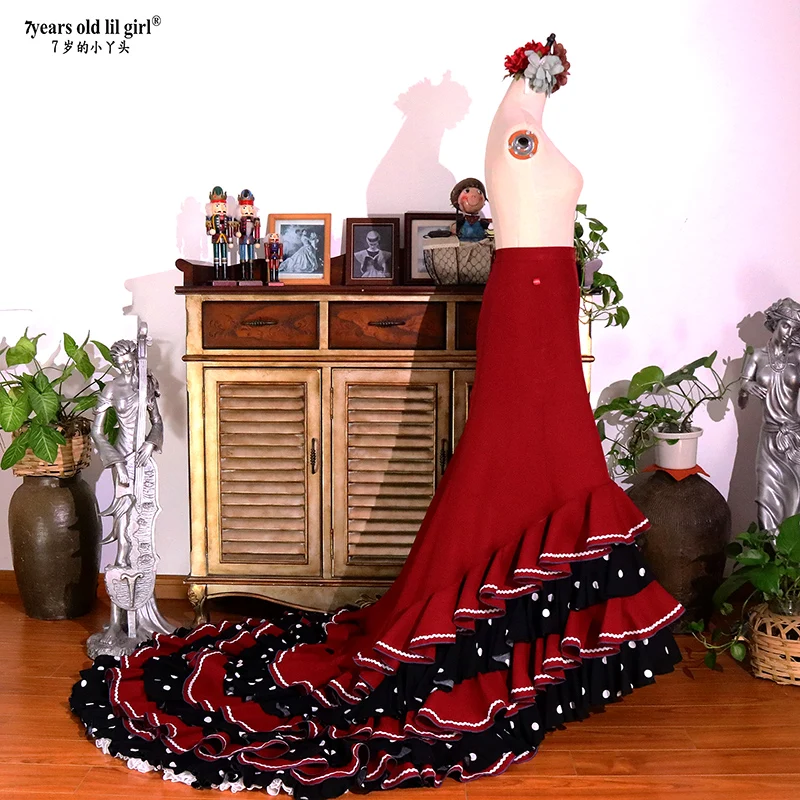 Mädchen Spanisch Kleid Flamenco Baumwolle Frauen Ballsaal Walzer Tanz Kostüme Foxtrot WeaCWQ14